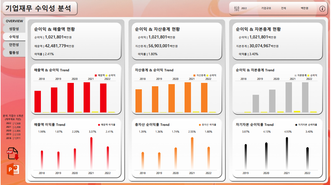 2022년 기업재무제표 분석 대시보드 사진2