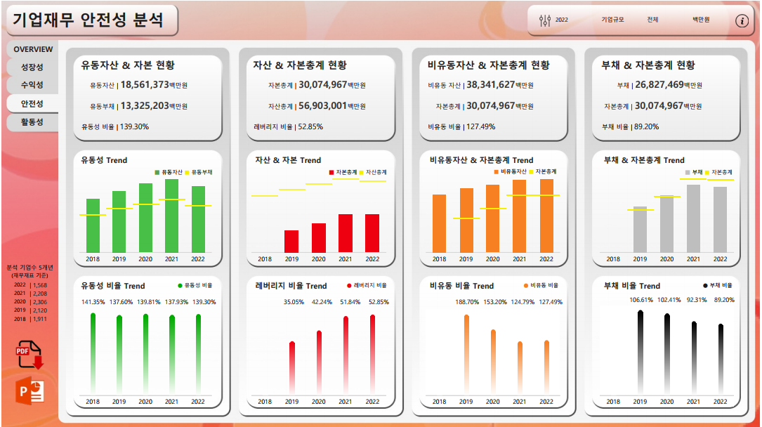 2022년 기업재무제표 분석 대시보드 사진3